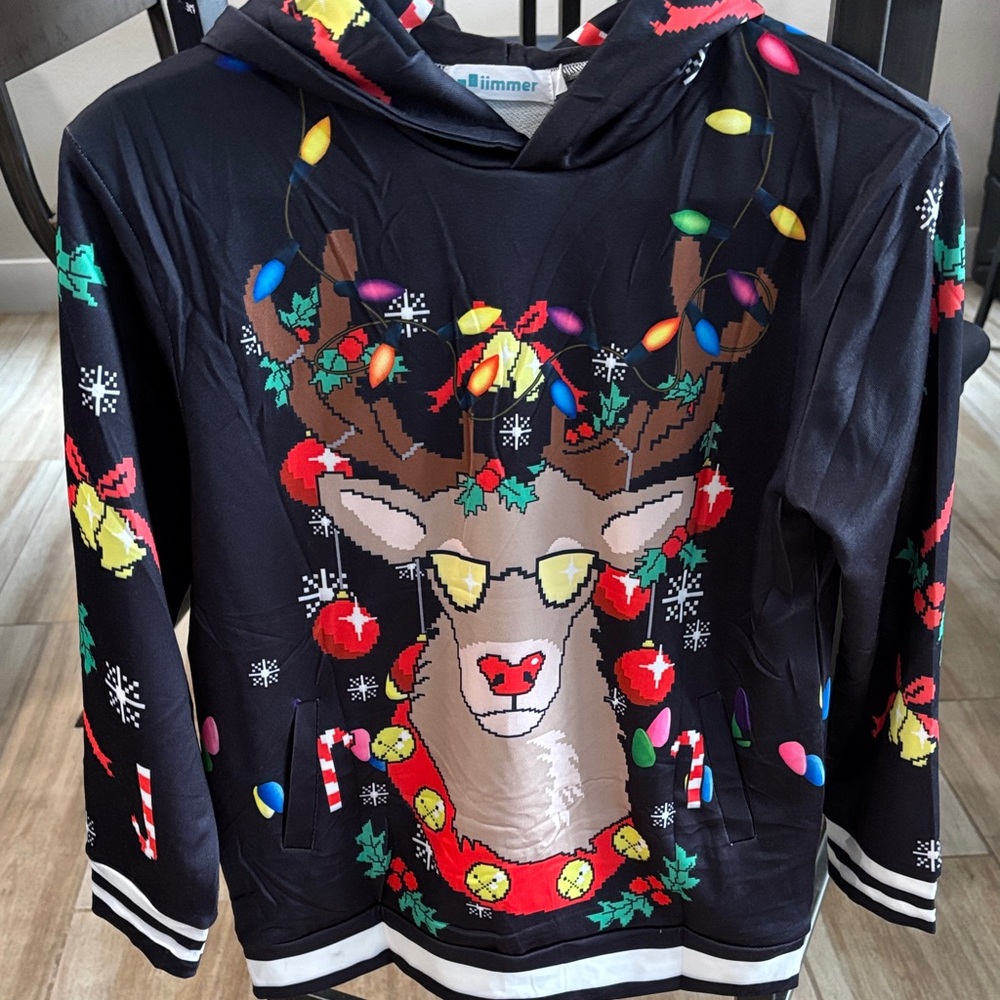 Festive Reindeer Hoodie with Lights